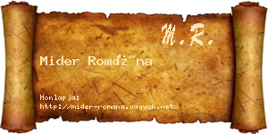 Mider Romána névjegykártya